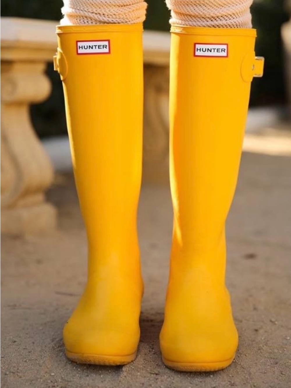 Hunter Yellow Knee-High Rain Boots